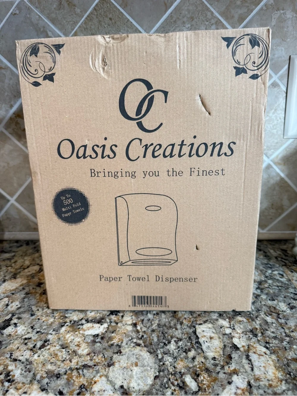 Oasis Creations Touchless Wall Mount Paper Dispenser, Hold 500 Multi Fold Paper